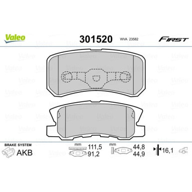 Valeo | Bremsbelagsatz, Scheibenbremse | 301520