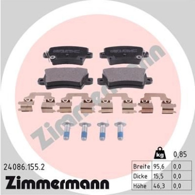 Zimmermann | Bremsbelagsatz, Scheibenbremse | 24086.155.2