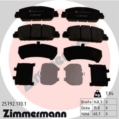 Zimmermann | Bremsbelagsatz, Scheibenbremse | 25792.170.1