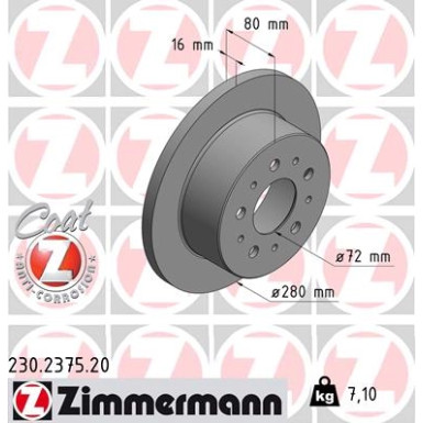 ZIMMERMANN Bremsscheiben Ø280mm + Beläge vorne für Fiat Ducato, Citroen Jumper (230.2375.20 + 24465.190.1)