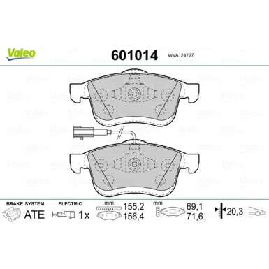 Valeo | Bremsbelagsatz, Scheibenbremse | 601014