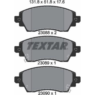 Textar | Bremsbelagsatz, Scheibenbremse | 2308801