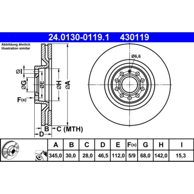 ATE | Bremsscheibe | 24.0130-0119.1