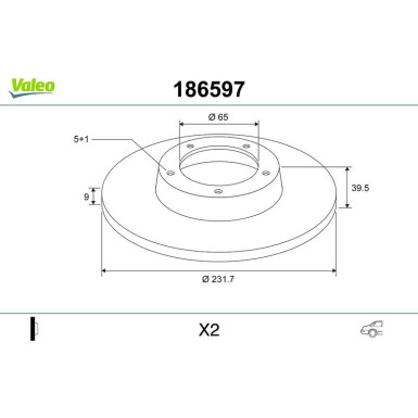 Valeo | Bremsscheibe | 186597