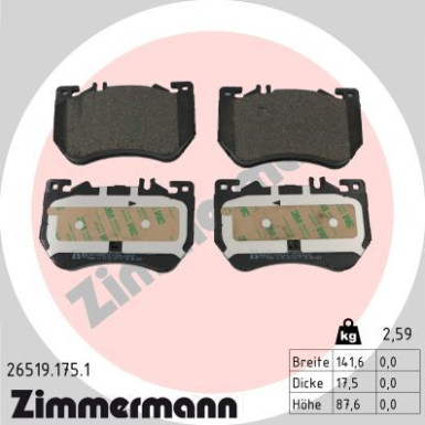 Zimmermann | Bremsbelagsatz, Scheibenbremse | 26519.175.1