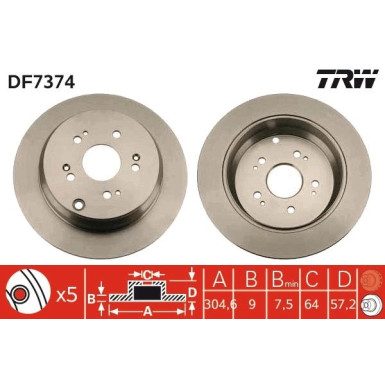 TRW | Bremsscheibe | DF7374