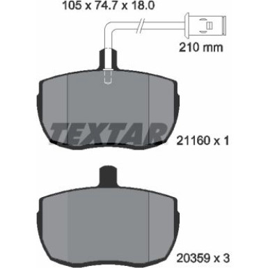 Textar | Bremsbelagsatz, Scheibenbremse | 2116002