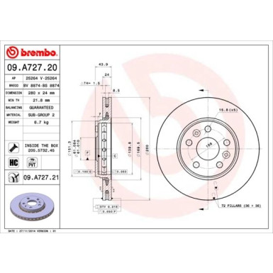 Brembo | Bremsscheibe | 09.A727.21