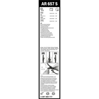 BOSCH AR 657 S Scheibenwischer Aerotwin Retrofit 3 397 009 777