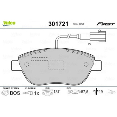 Valeo | Bremsbelagsatz, Scheibenbremse | 301721