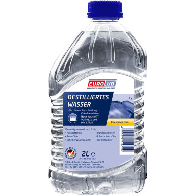 EUROLUB | Destilliertes Wasser | Flasche, 2L | 819002