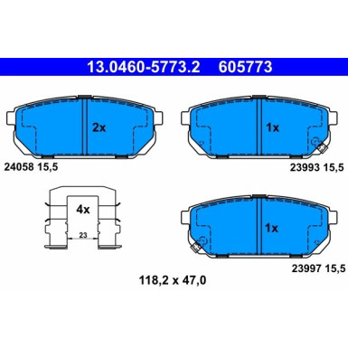 ATE | Bremsbelagsatz, Scheibenbremse | 13.0460-5773.2