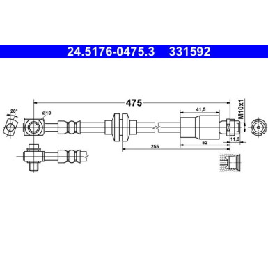 ATE | Bremsschlauch | 24.5176-0475.3 ATE | Bremsschlauch | 24.5176-0475.3