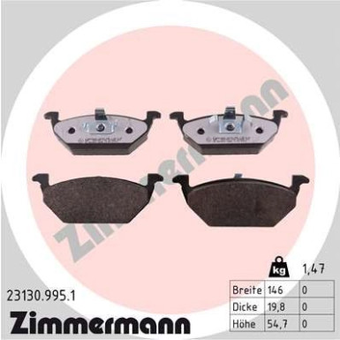 Zimmermann | Bremsbelagsatz, Scheibenbremse | 23130.995.1