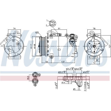 NISSENS 890040 Klimakompressor VS16, 12V, PAG 46, R 134a