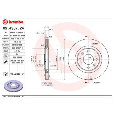 Brembo | Bremsscheibe | 09.4987.21