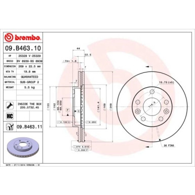 Brembo | Bremsscheibe | 09.B463.11