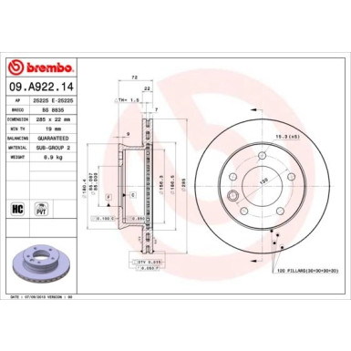 Brembo | Bremsscheibe | 09.A922.14