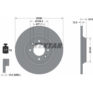 Textar | Bremsscheibe | 92231303