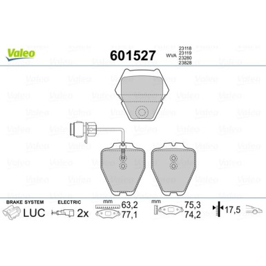 Valeo | Bremsbelagsatz, Scheibenbremse | 601527