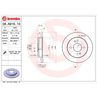 Brembo | Bremsscheibe | 08.A916.10