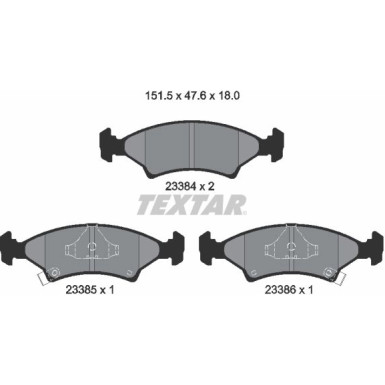 Textar | Bremsbelagsatz, Scheibenbremse | 2338401