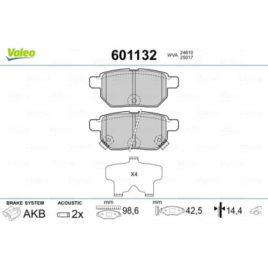 Valeo | Bremsbelagsatz, Scheibenbremse | 601132