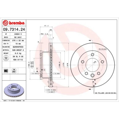 Brembo | Bremsscheibe | 09.7314.24