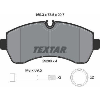 Textar | Bremsbelagsatz, Scheibenbremse | 2920006