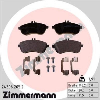 Zimmermann | Bremsbelagsatz, Scheibenbremse | 24306.205.2