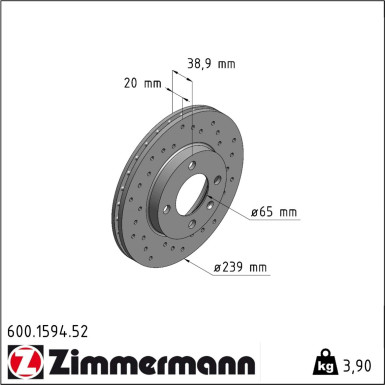 Zimmermann | Bremsscheibe | 600.1594.52