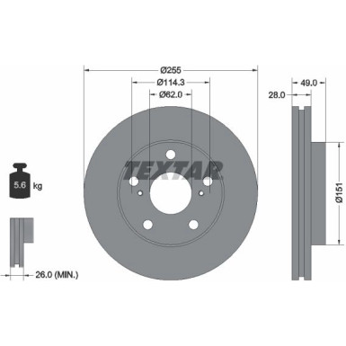 Textar | Bremsscheibe | 92077600