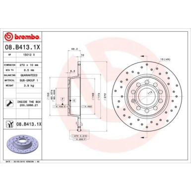 Brembo | Bremsscheibe | 08.B413.1X