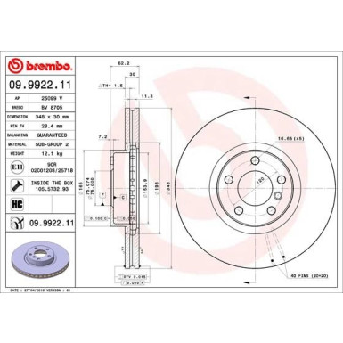 Brembo | Bremsscheibe | 09.9922.11