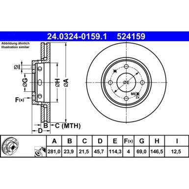 ATE | Bremsscheibe | 24.0324-0159.1