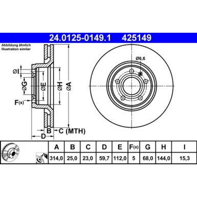 ATE | Bremsscheibe | 24.0125-0149.1