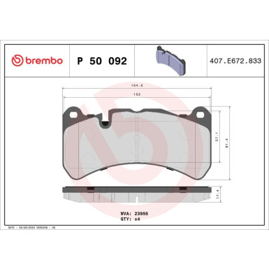 Brembo | Bremsbelagsatz, Scheibenbremse | P 50 092