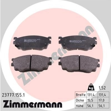 Zimmermann | Bremsbelagsatz, Scheibenbremse | 23777.155.1