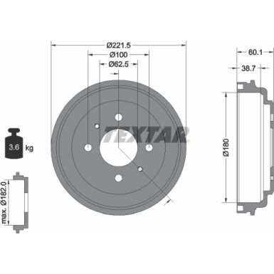 Textar | Bremstrommel | 94037600