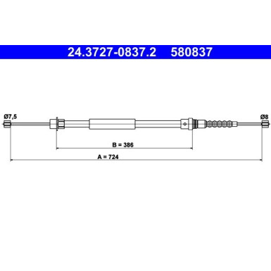 ATE | Seilzug, Feststellbremse | 24.3727-0837.2