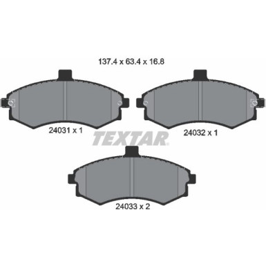 Textar | Bremsbelagsatz, Scheibenbremse | 2403101