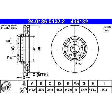 ATE | Bremsscheibe | 24.0136-0132.2