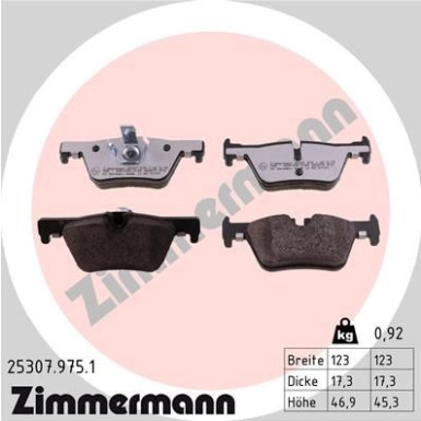 Zimmermann | Bremsbelagsatz, Scheibenbremse | 25307.975.1