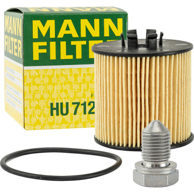 Mann-Filter | Ölfilter-Set | Ölfilter mit Ablassschraube für Audi, Seat, Skoda, VW | HU 712/6 X