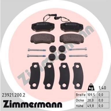 Zimmermann | Bremsbelagsatz, Scheibenbremse | 23921.200.2