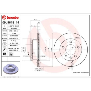 Brembo | Bremsscheibe | 09.9618.14