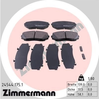 Zimmermann | Bremsbelagsatz, Scheibenbremse | 24544.175.1