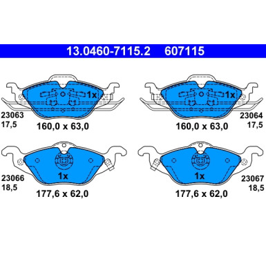 ATE 24.0124-0152.1 Bremsscheibe Ø256 + BELÄGE 13.0460-7115.2 VORNE FÜR OPEL ASTRA G