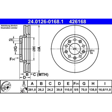 ATE | Bremsscheibe | 24.0126-0168.1