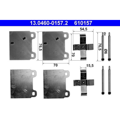 ATE | Zubehörsatz, Scheibenbremsbelag | 13.0460-0157.2